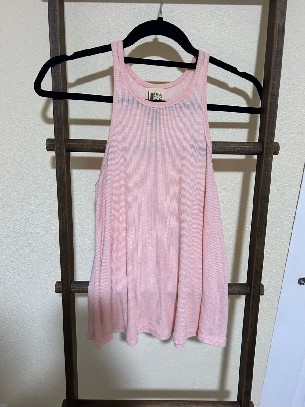 Free People Light Pink Ribbed Swing Tank